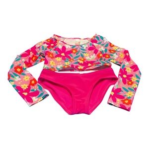 NWT Cat & Jack Colorful Floral Long Sleeve Girl's Bikini Set XS